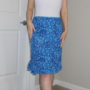 Vibrant Blue and Purple polka dot Midi Skirt